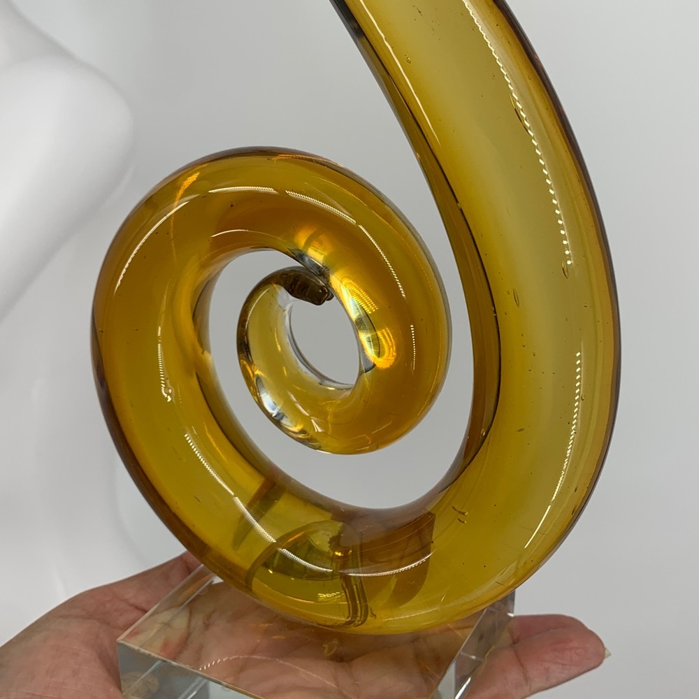 Love Knot Murano Style Hand Made Blown Abstract Art Sculpture Elegant Gold Glass - Picture 16 of 17